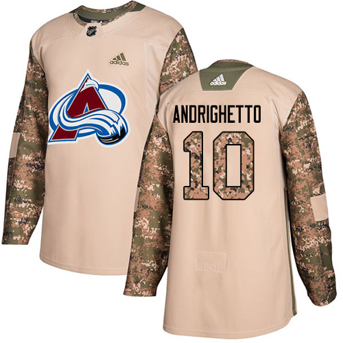 Adidas Avalanche #10 Sven Andrighetto Camo Authentic Veterans Day Stitched NHL Jersey